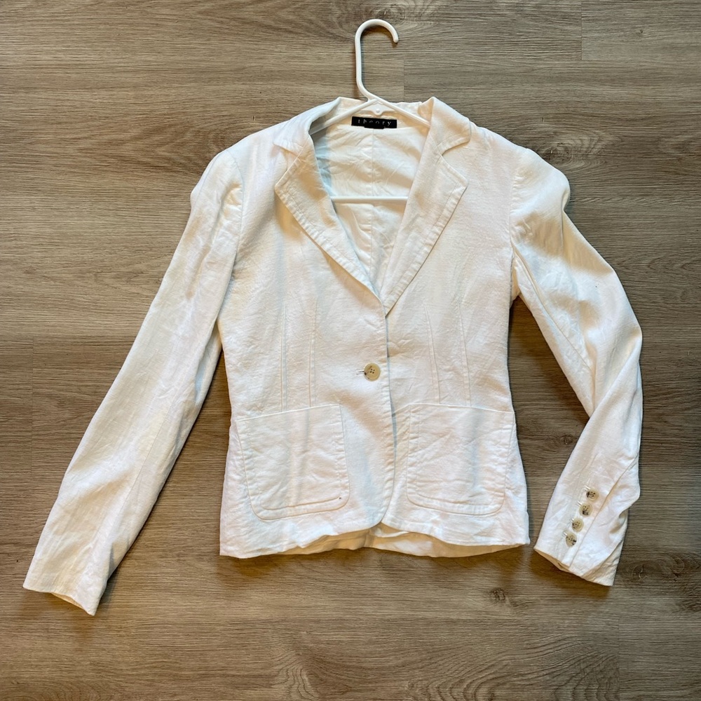THEORY white or off-white linen viscose blazer